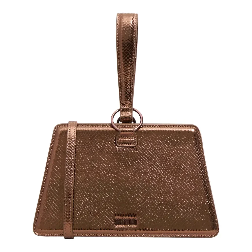 Bolsa Trapézio Metalizado Bronze Alça Transversal - vista 1 de 3