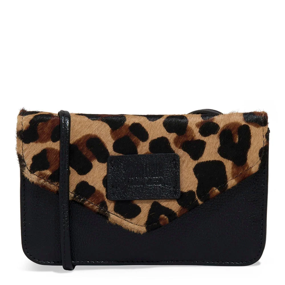 Bolsa Pequena Couro Estampa Animal Print Onça Alça Transversal - vista 1 de 3