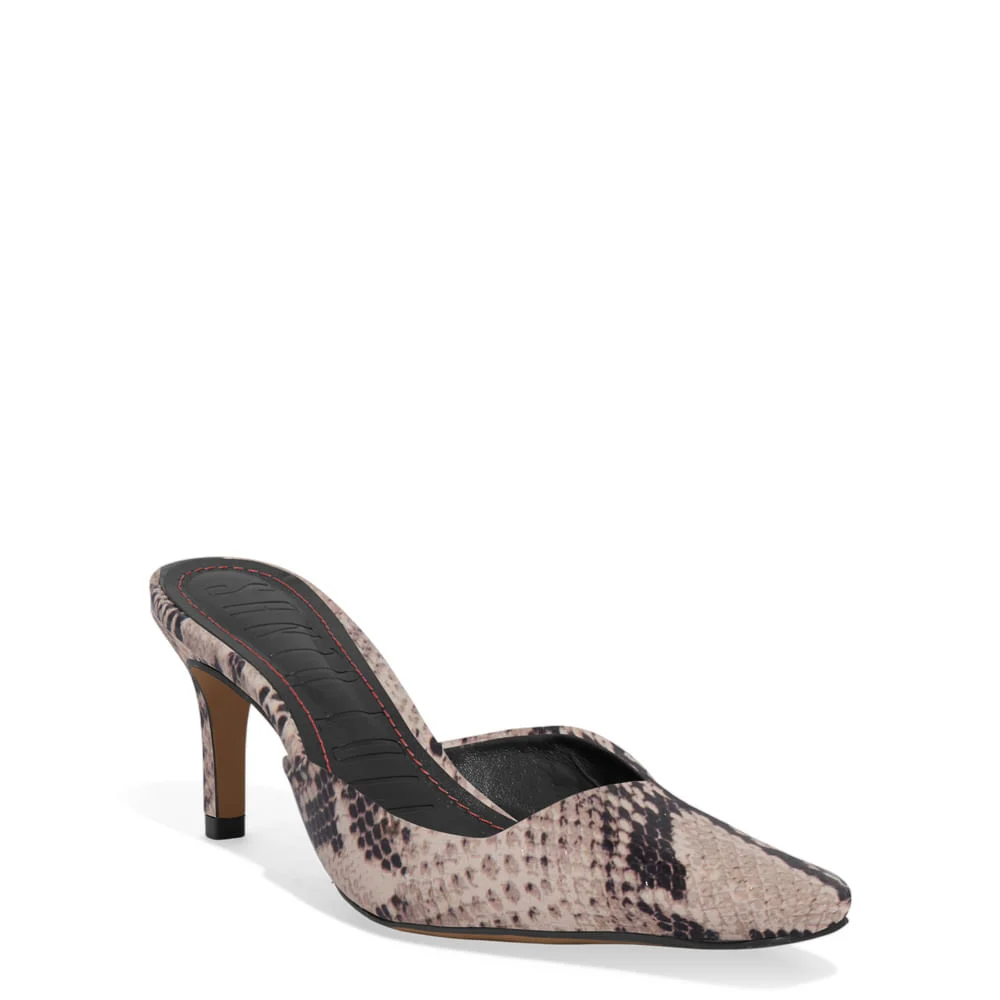 Mule Couro Bico Quadrado Animal Print Cobra - vista 2 de 3