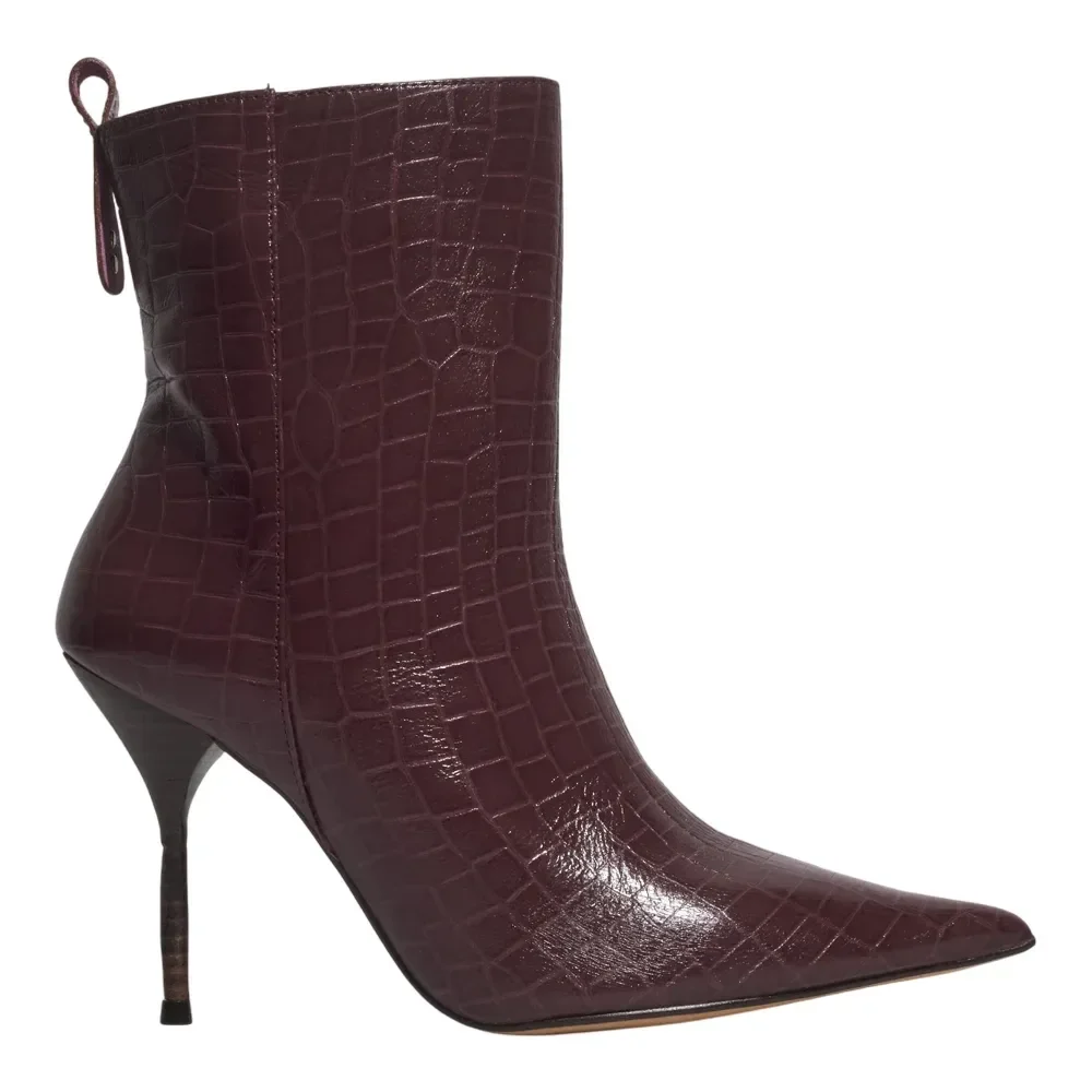 Bota Croco Cano Médio Roxo Salto Agulha - vista 1 de 3