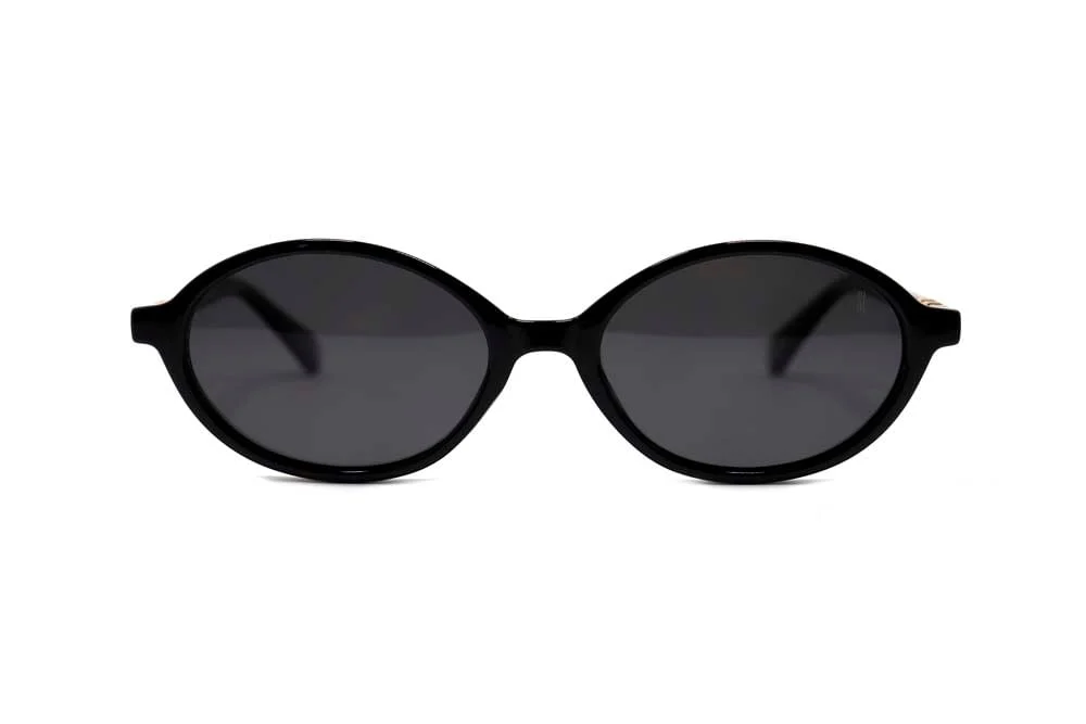 Óculos de Sol Oval Acetato Preto - vista 2 de 4