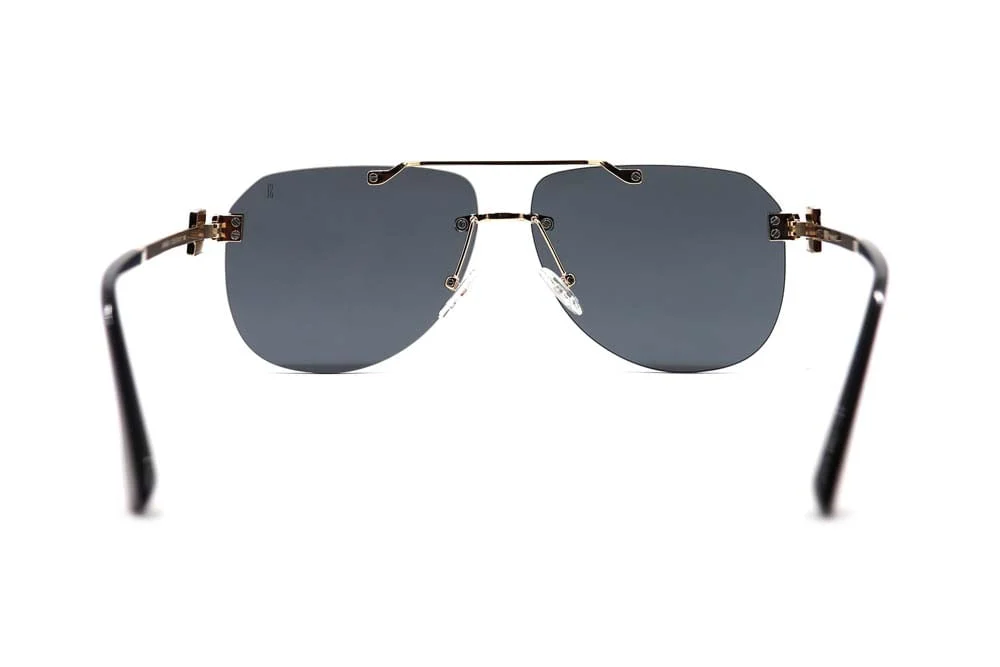 Óculos de Sol Aviador Metal Dourado Lente Preta - vista 4 de 4