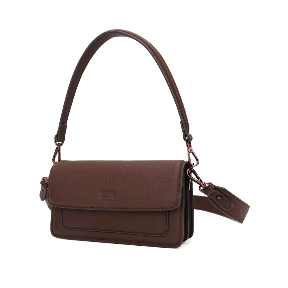 Bolsa Pequena Soft Marrom Dark Alça de Ombro - vista 3 de 7