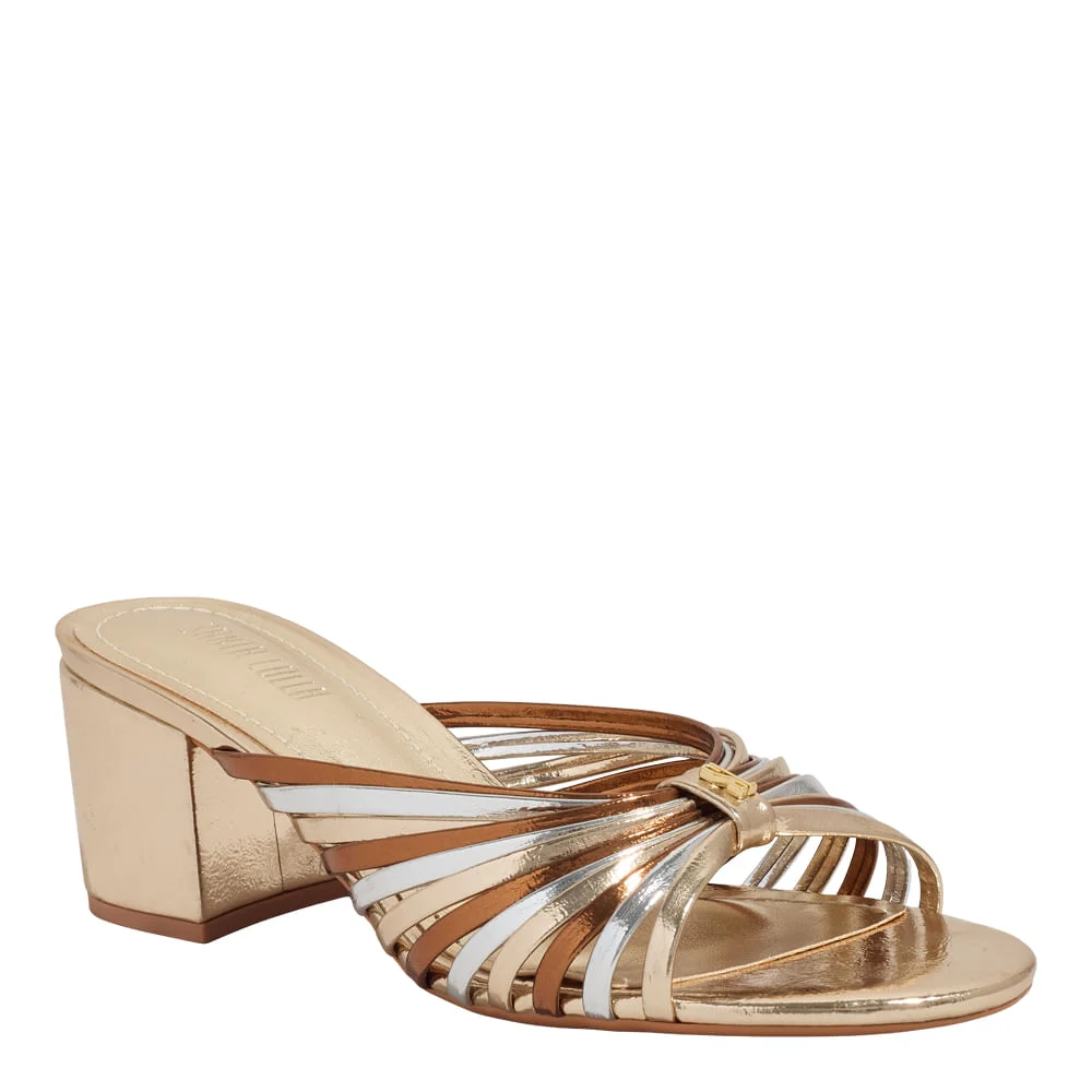Mule Napa Soft Dourado Salto Bloco - vista 1 de 2