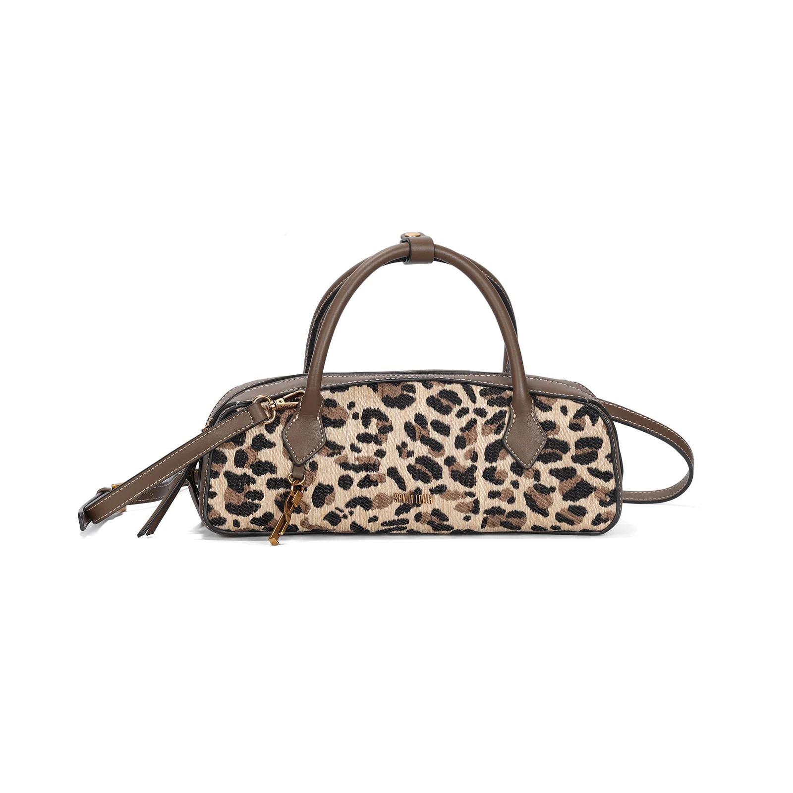 Bolsa Baguete Pequena Tramado Estampa Animal Print Onça Alça Dupla - vista 2 de 4