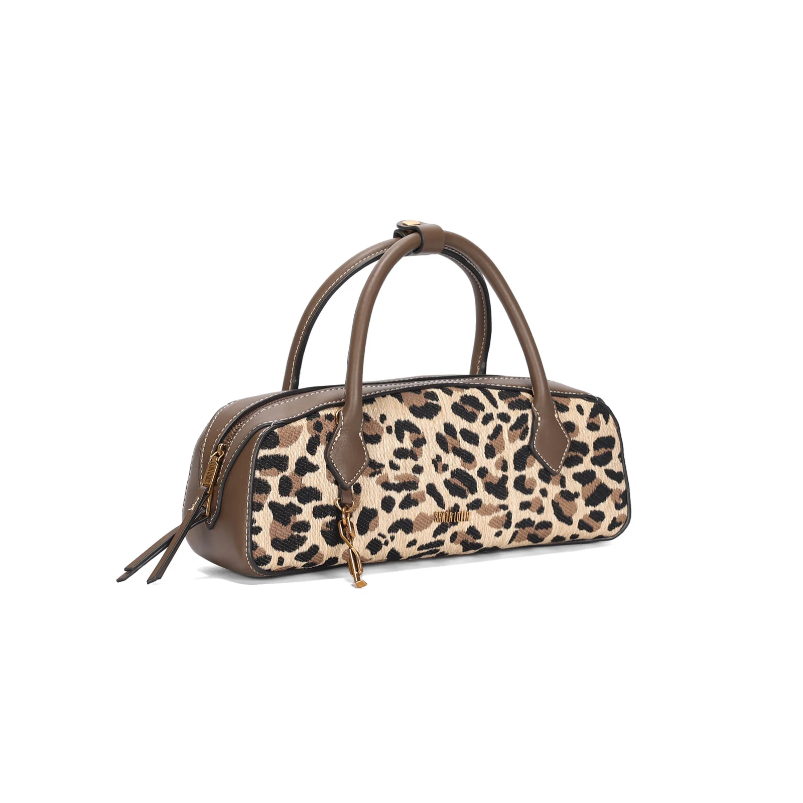 Bolsa Baguete Pequena Tramado Estampa Animal Print Onça Alça Dupla - vista 3 de 4