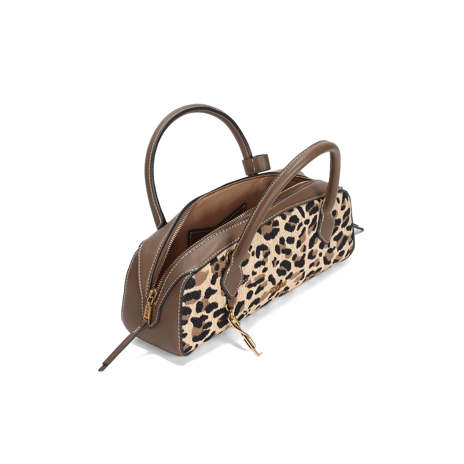 Bolsa Baguete Pequena Tramado Estampa Animal Print Onça Alça Dupla - vista 4 de 4