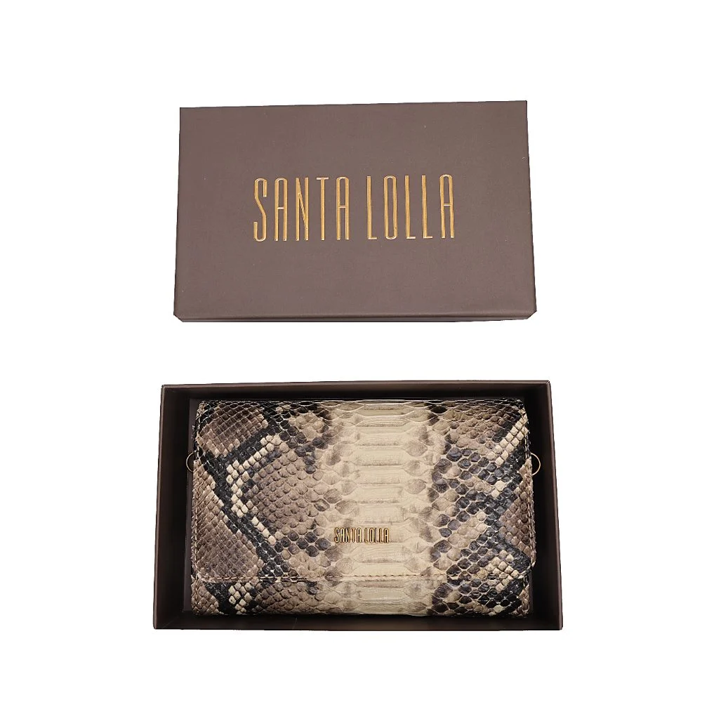 Bolsa Carteira Com Caixa Estampa Animal Print Cobra Alça Transversal Corrente - vista 1 de 9
