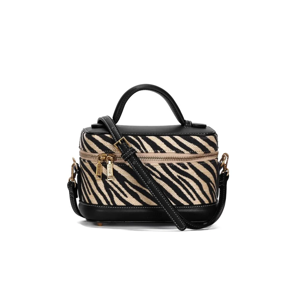 Bolsa Frasqueira Tramado Animal Print Zebra Alça Transversal - vista 1 de 3