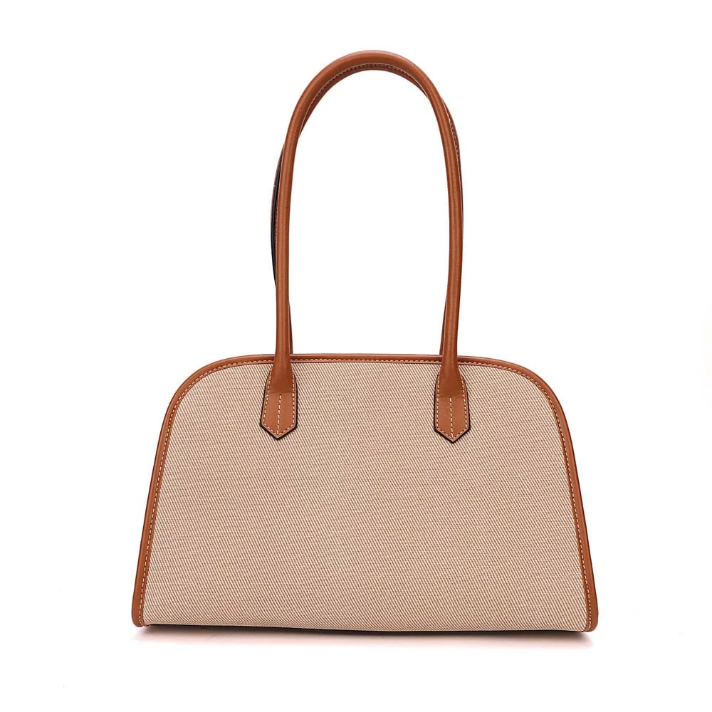 Bolsa Canvas Estruturada Bege Alça Longa - vista 4 de 6