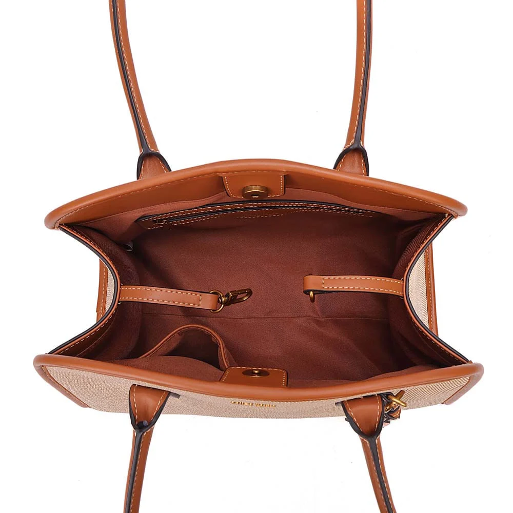 Bolsa Canvas Estruturada Bege Alça Longa - vista 6 de 6