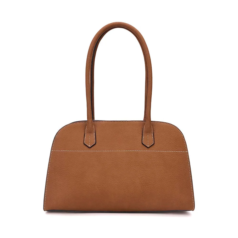 Bolsa Nobuck Estruturada Marrom Alça Longa - vista 5 de 7