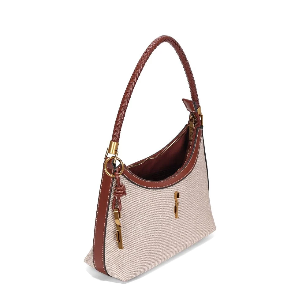 Bolsa Baguete Pequena Canvas Marrom Terracota - vista 3 de 3