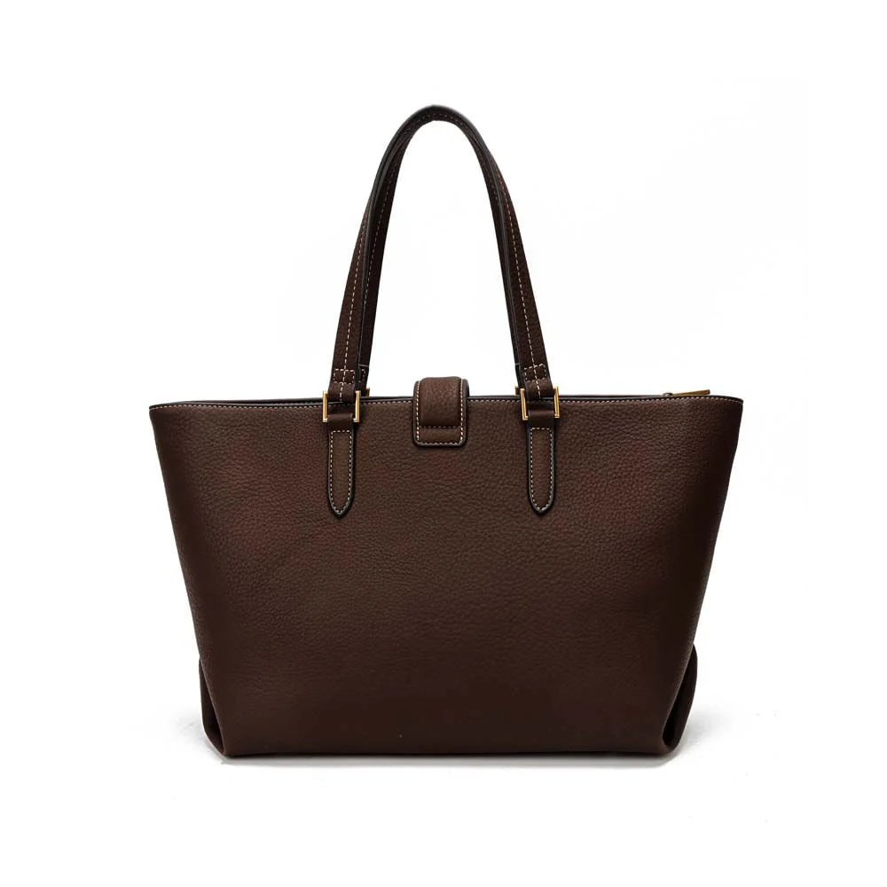 Bolsa Shopper Grande Nobuck Marrom Dark Pespontos - vista 3 de 6