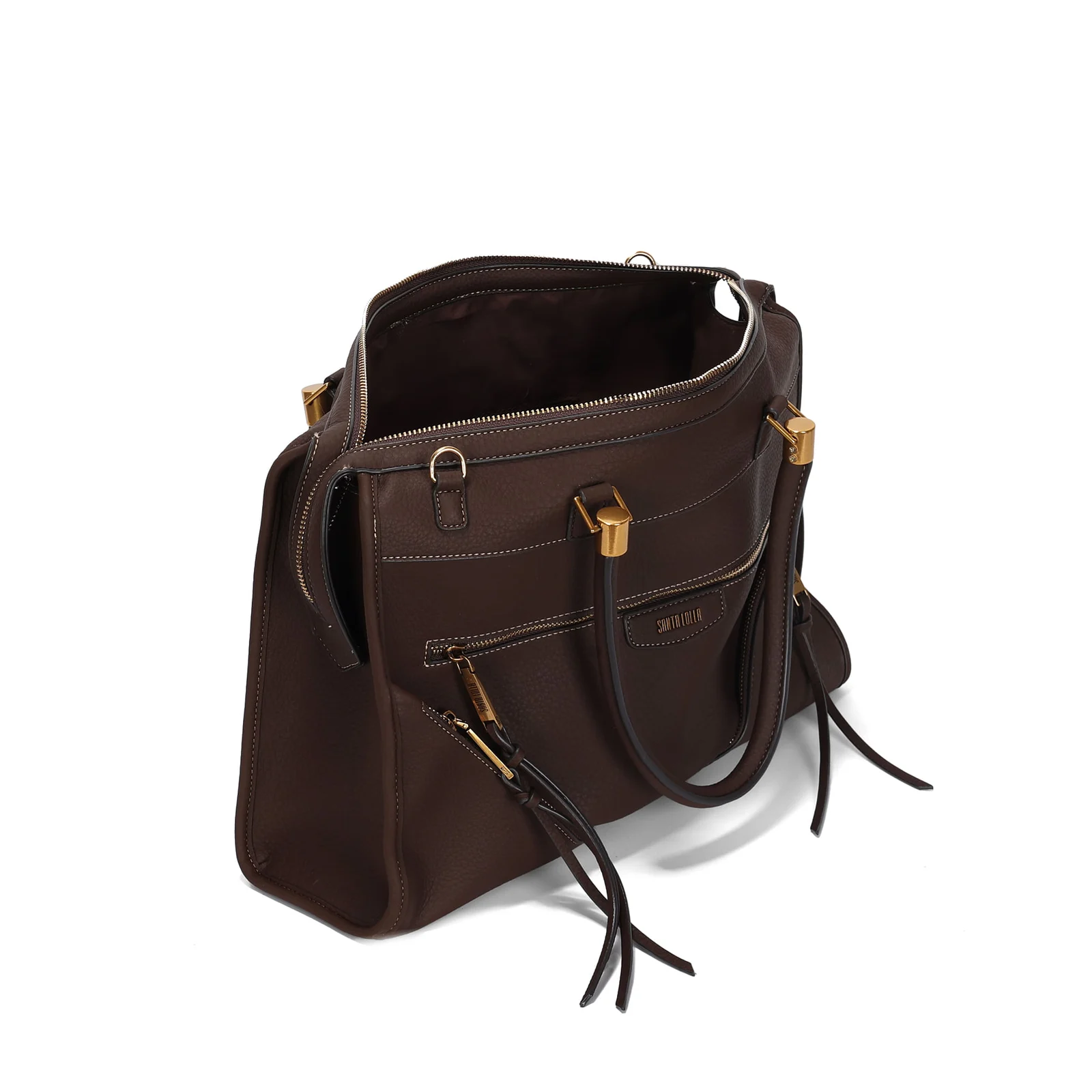 Bolsa Grande Quadrada Nobuck Marrom Dark Bolso Frontal - vista 3 de 3
