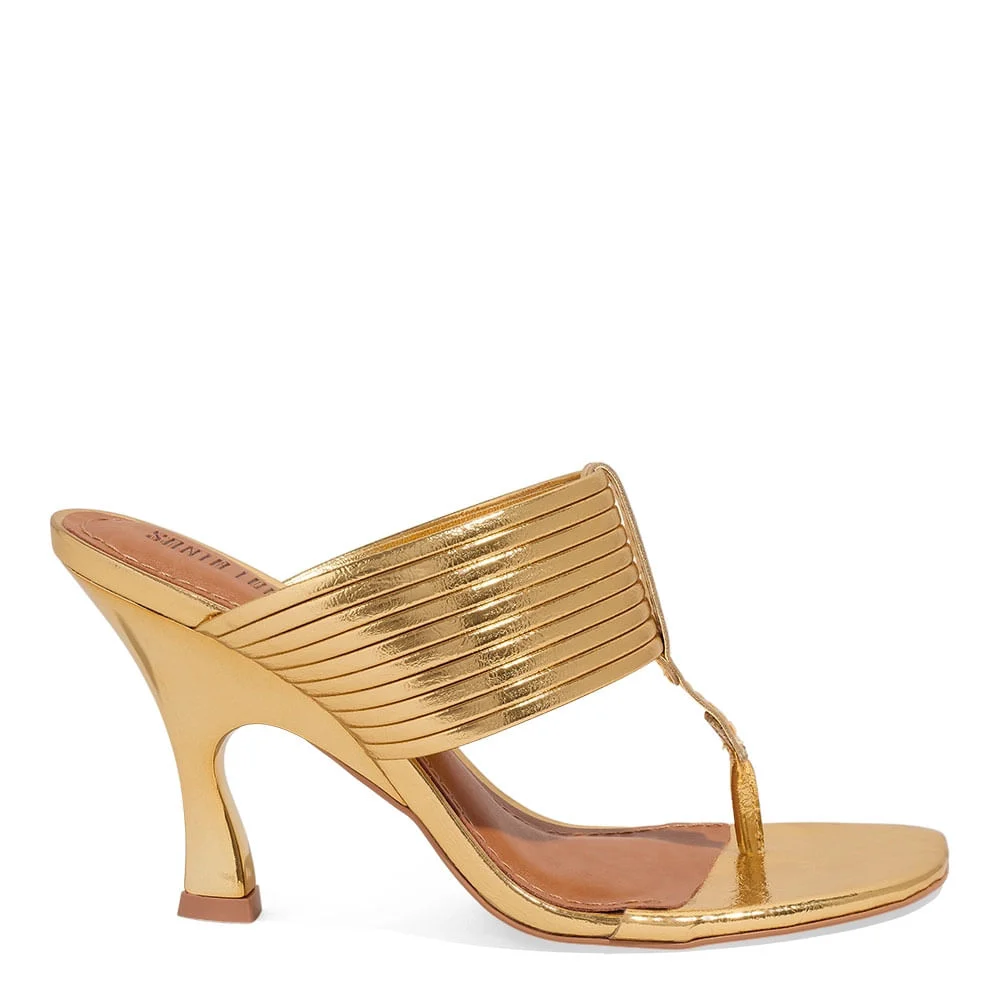 Mule Thong Metalizado Salto Fino Dourado - vista 1 de 3