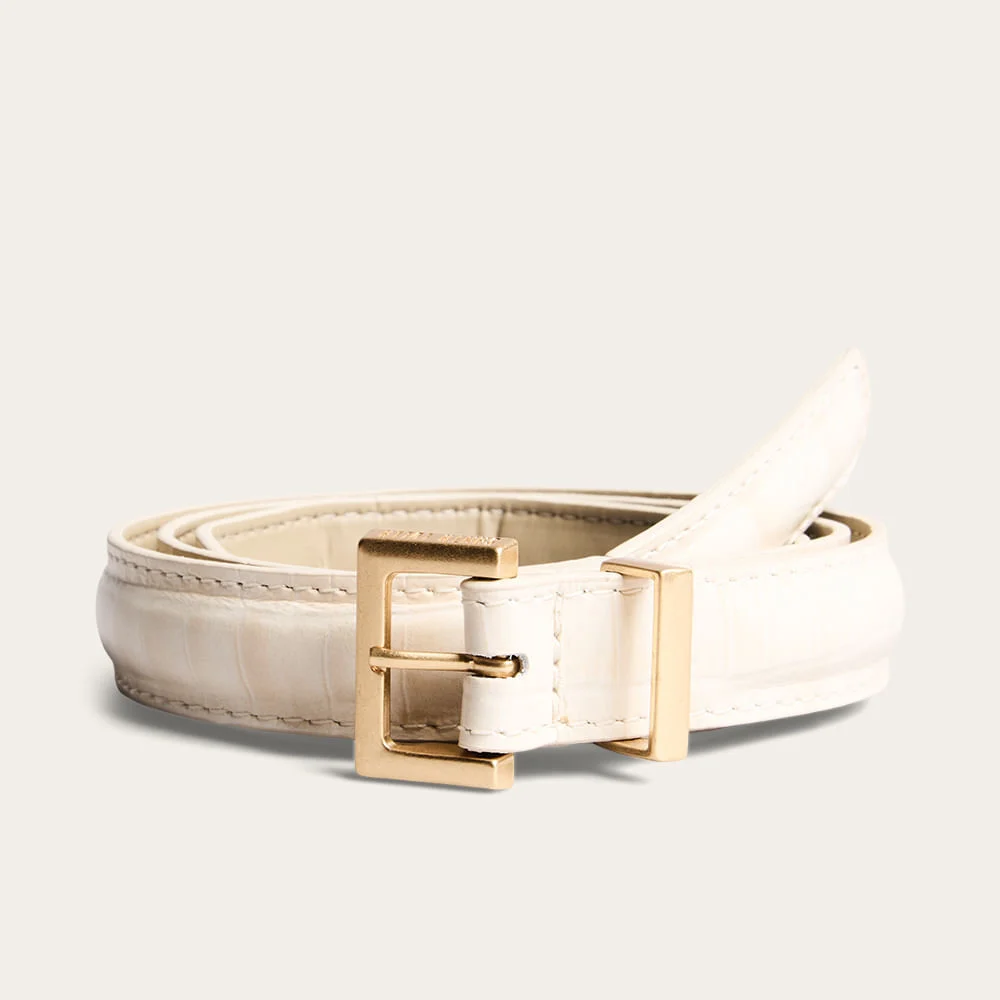 Cinto Couro Croco Off White Marfim - vista 1 de 2
