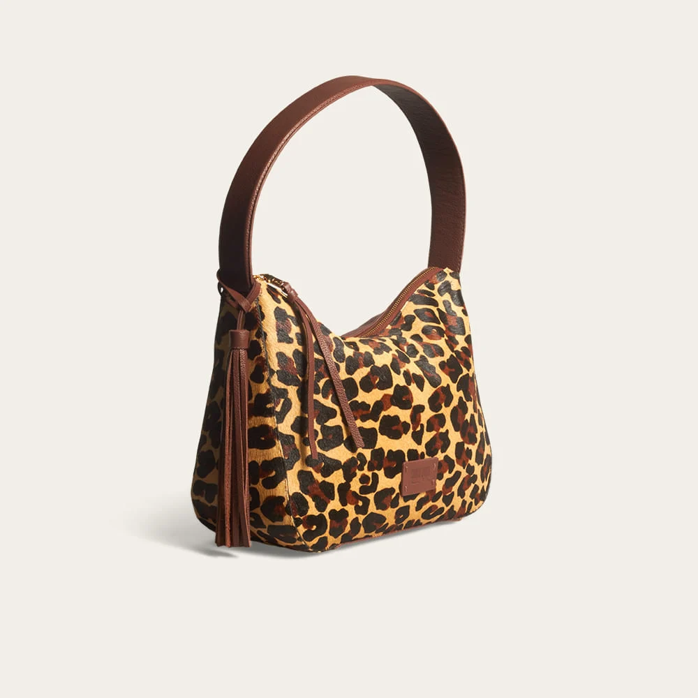 Bolsa Hobo Couro Pelo Animal Print Onça - vista 2 de 3