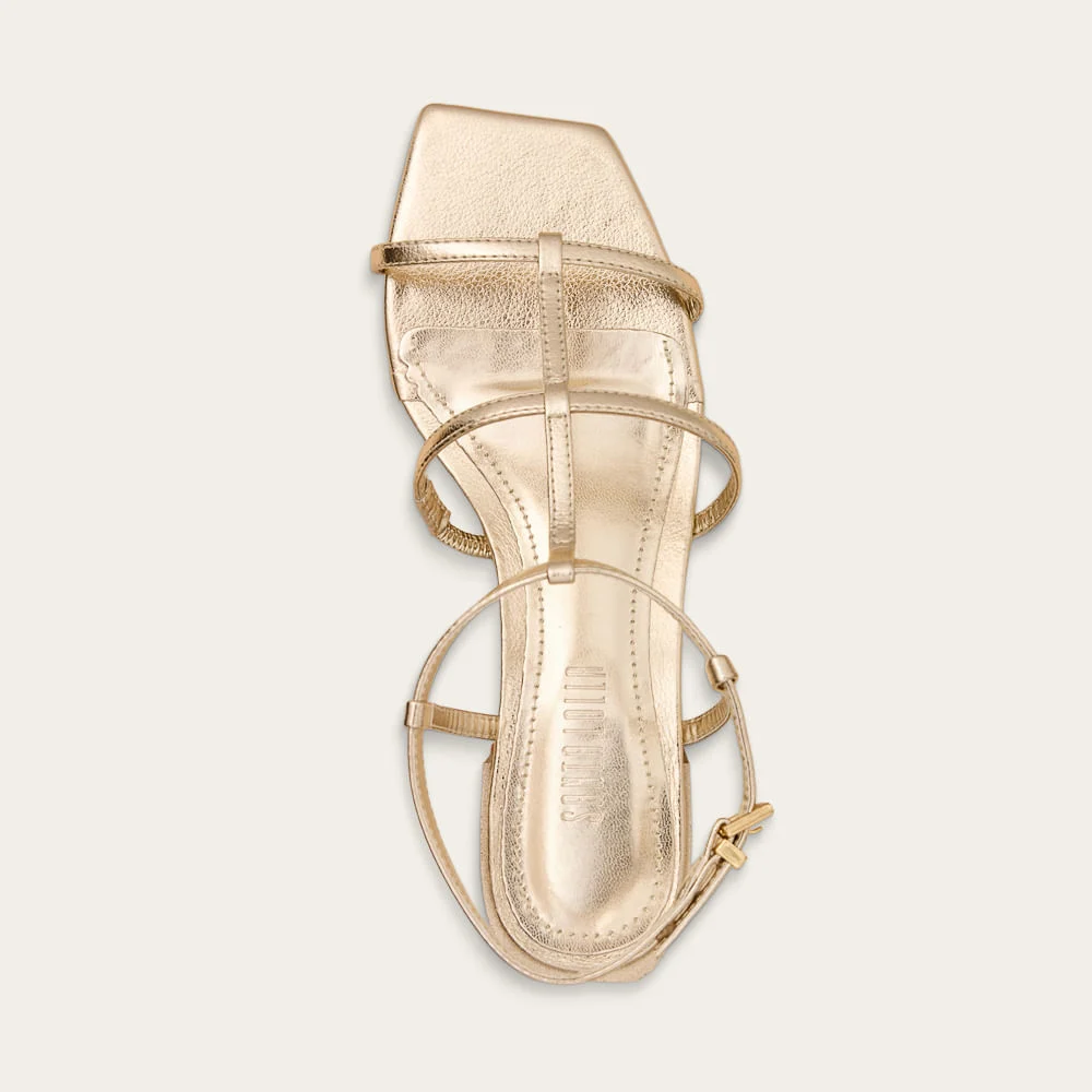 Rasteira Metalizado Soft Bico Quadrado Dourado - vista 3 de 3