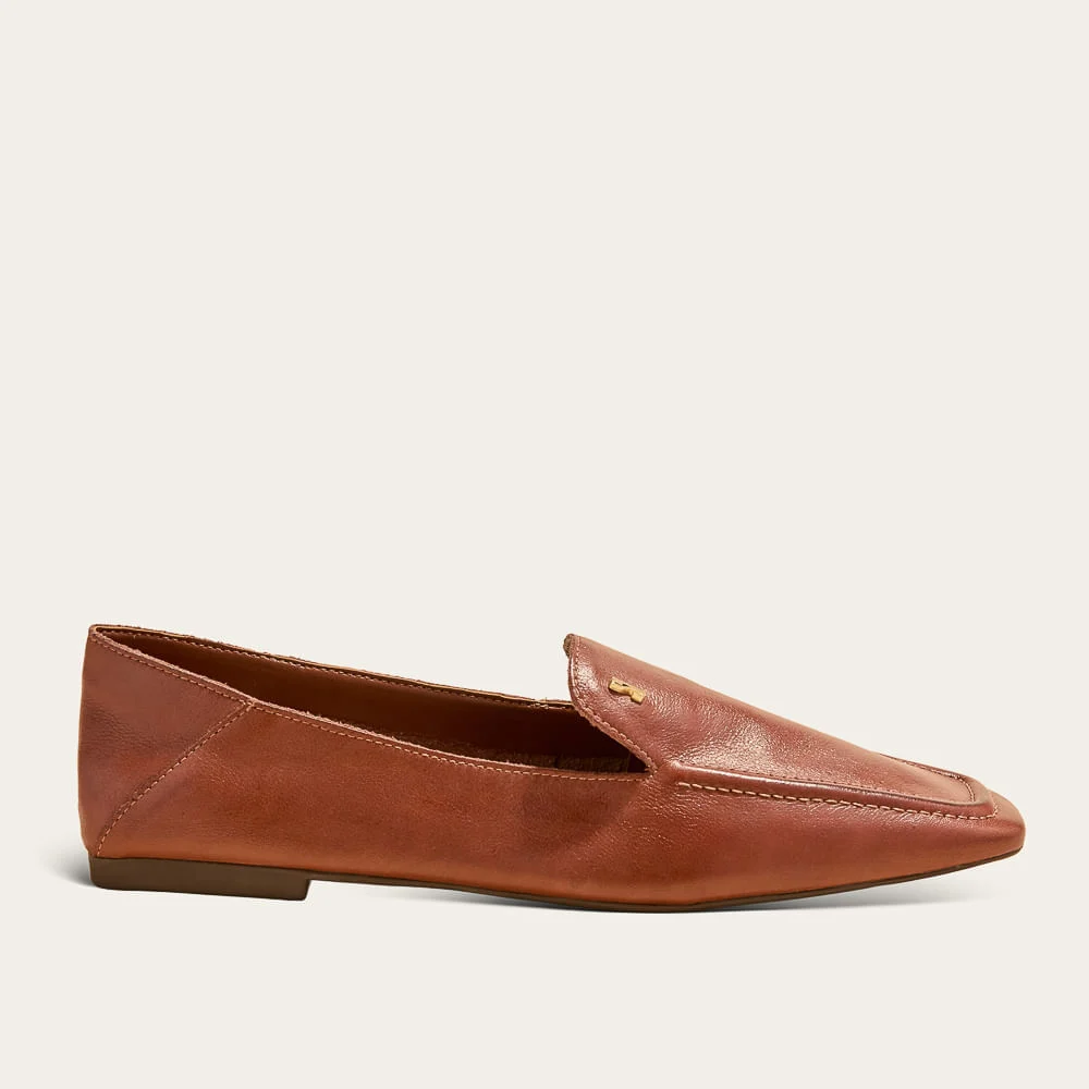 Mocassim Couro Bico Quadrado Marrom Terracota - vista 1 de 2