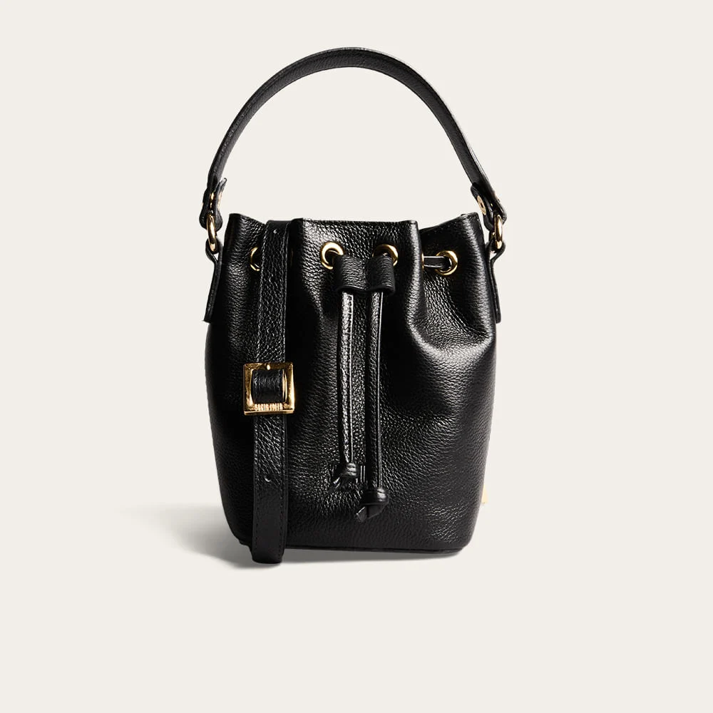 Bolsa Bucket Pequena Couro Floater Preta - vista 1 de 3