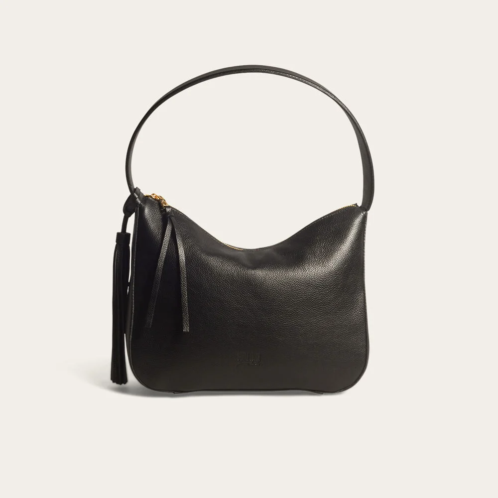 Bolsa Hobo Couro Floater Preto - vista 1 de 3