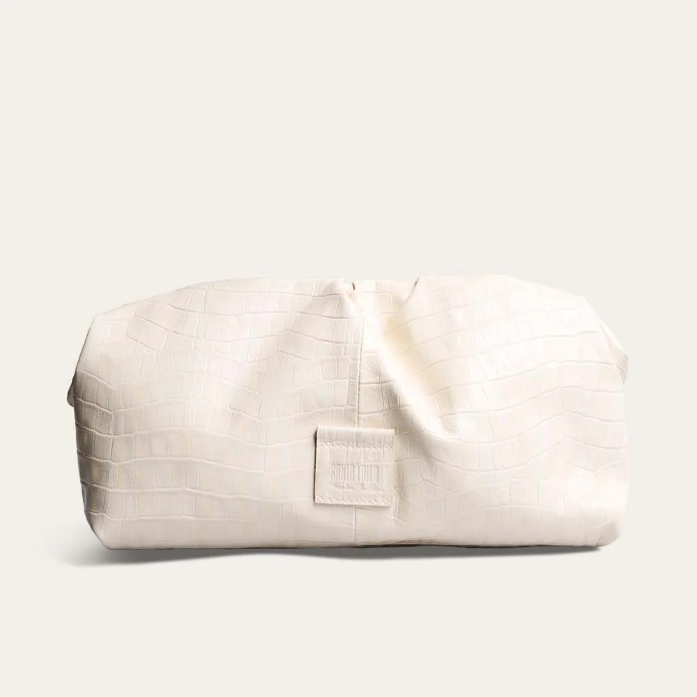 Clutch Couro Croco Bege Marfim - vista 1 de 3