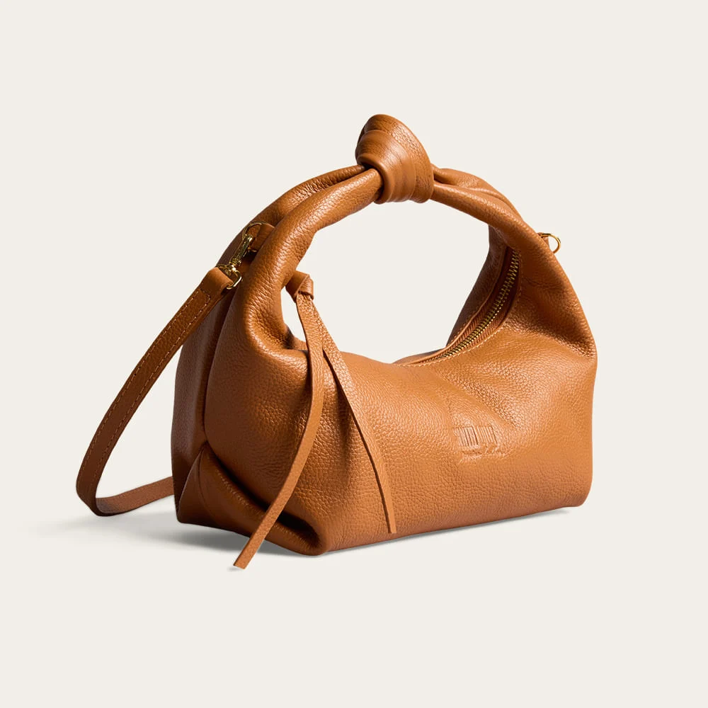 Bolsa Hobo Pequena Couro Floater Marrom Safari - vista 2 de 3