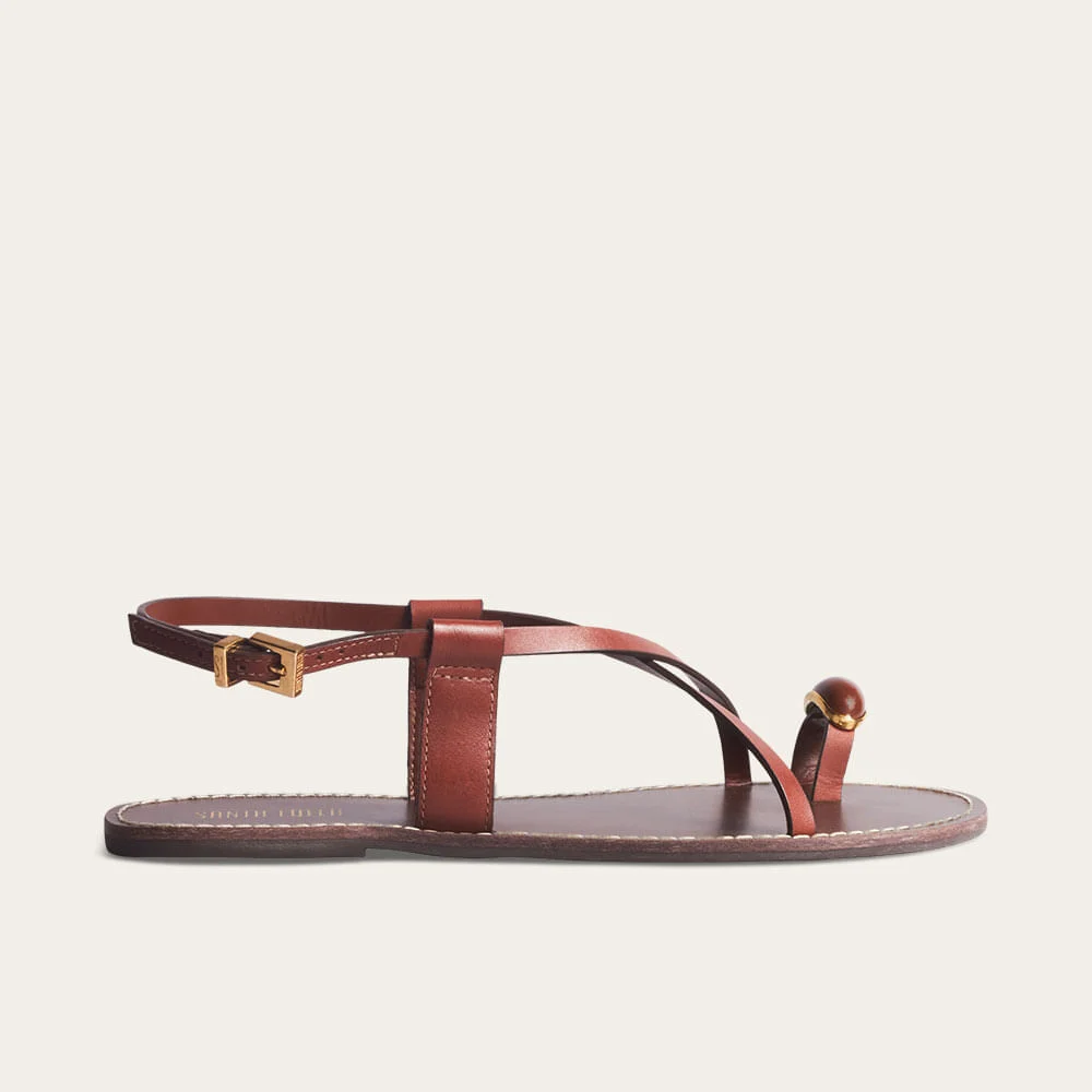 Rasteira Metal Couro Nobre Soft Marrom Terracota - vista 1 de 3