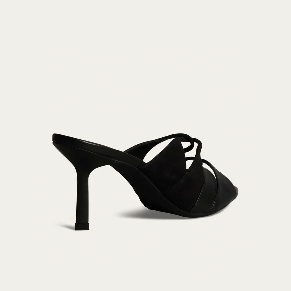Tamanco Mule Couro Pelica Soft Salto Fino Preto - vista 2 de 4