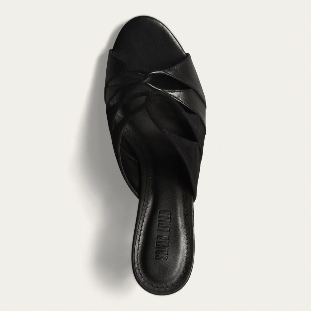 Tamanco Mule Couro Pelica Soft Salto Fino Preto - vista 4 de 4