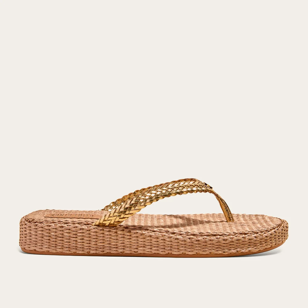 Papete Espadrille De Dedo Traça Metalizada Dourada - vista 1 de 2
