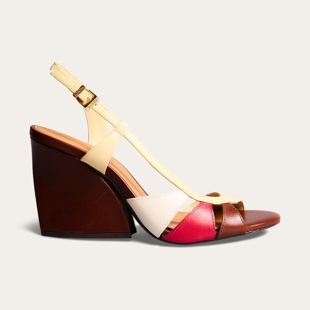 Sandália Peep Toe Couro Pelica Soft Amarelo Buttercream - vista 2 de 6