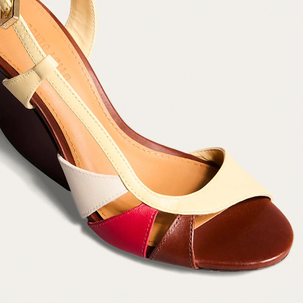 Sandália Peep Toe Couro Pelica Soft Amarelo Buttercream - vista 4 de 6