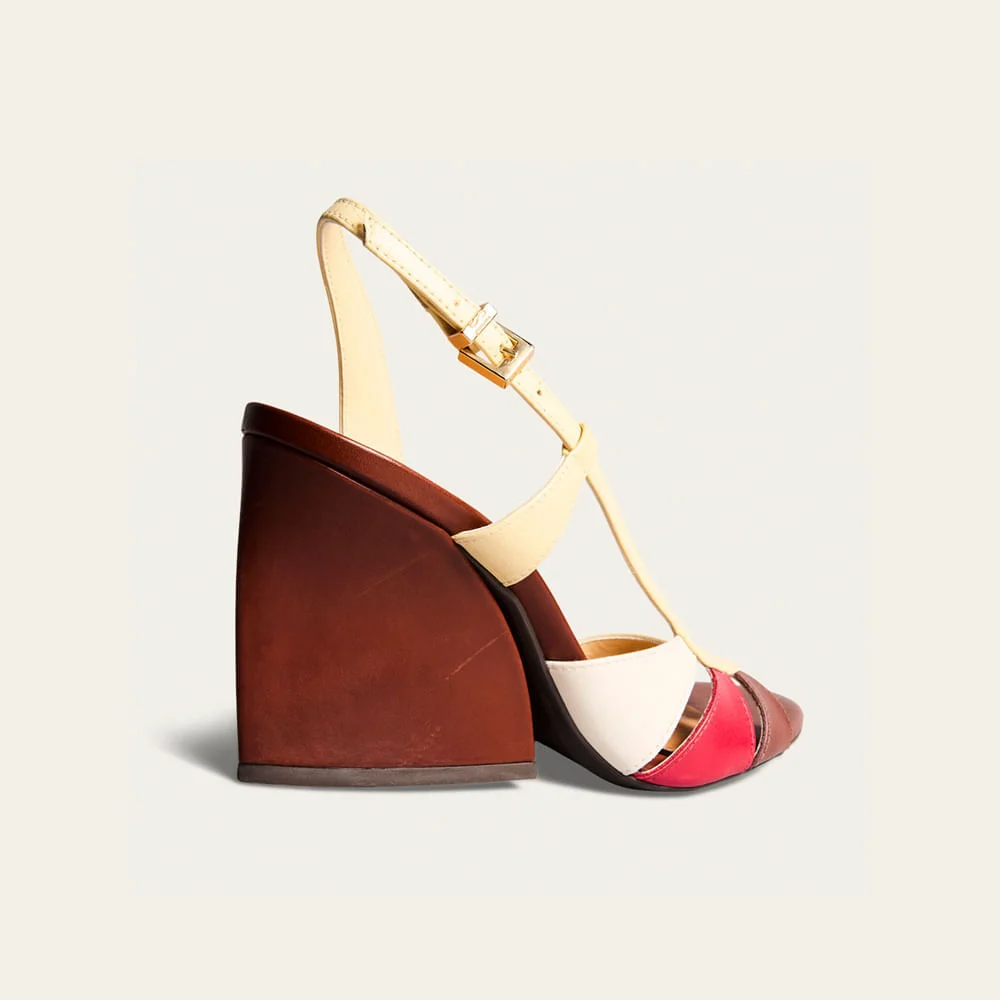 Sandália Peep Toe Couro Pelica Soft Amarelo Buttercream - vista 5 de 6