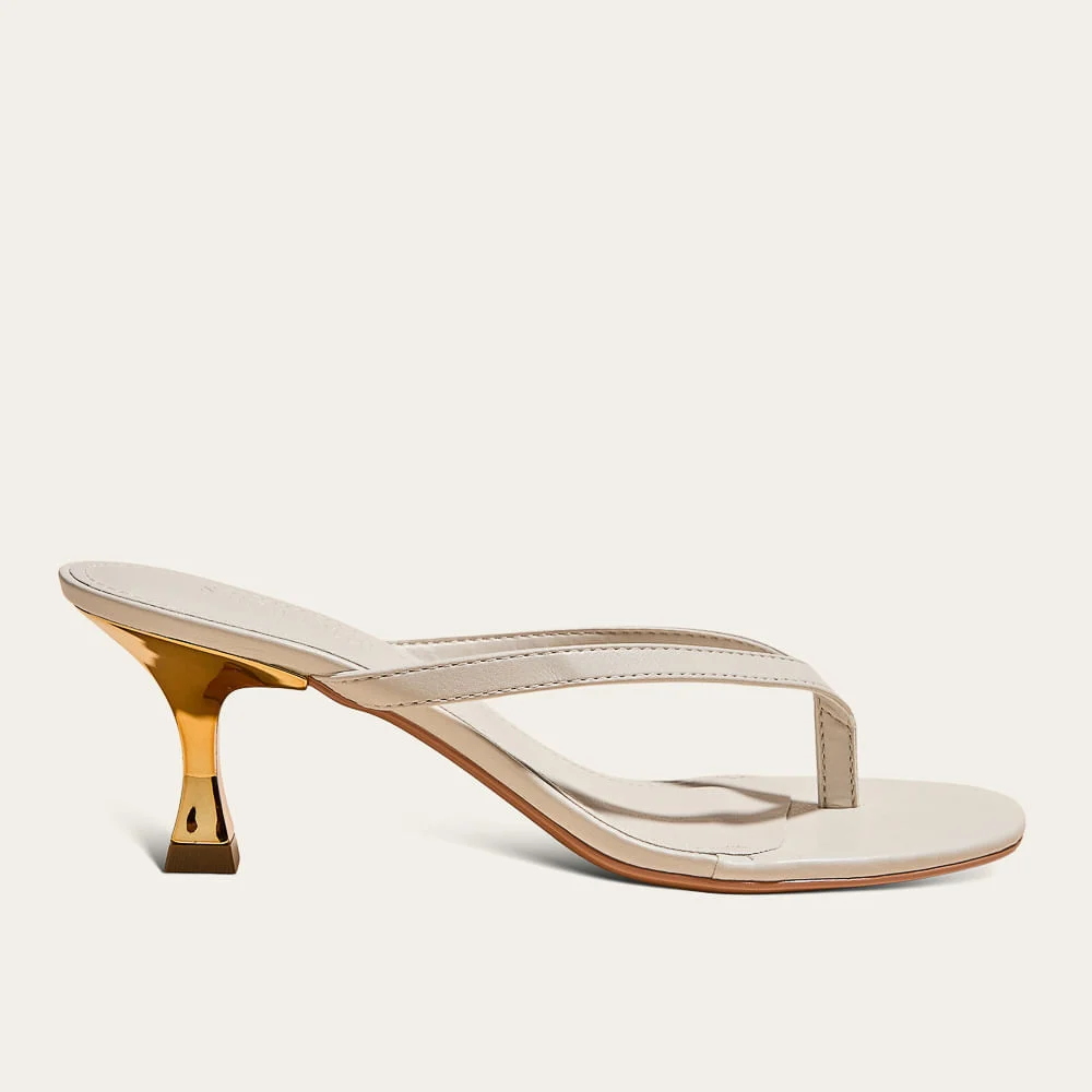 Tamanco Mule De Dedo Napa Soft Salto Fino Off White - vista 1 de 3
