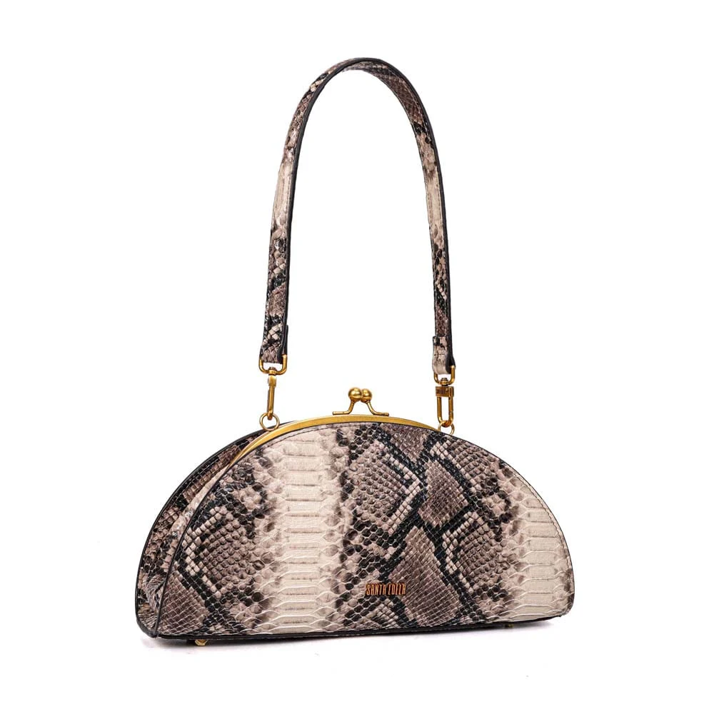Bolsa Clutch Meia Lua Alça De Ombro Animal Print Cobra - vista 2 de 7