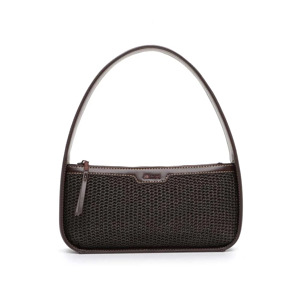 Bolsa Pequena Tramado Alça De Ombro Marrom Dark Cocoa - vista 1 de 5