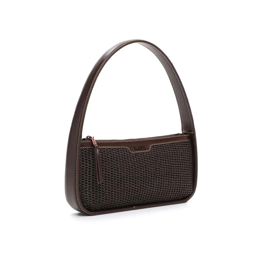 Bolsa Pequena Tramado Alça De Ombro Marrom Dark Cocoa - vista 3 de 5