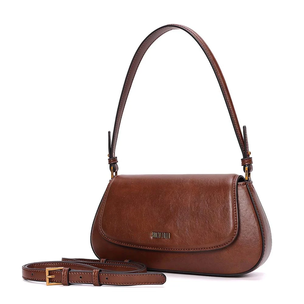 Bolsa Baguete Na Caixa Rústica Alça De Ombro Marrom Terracota - vista 3 de 6