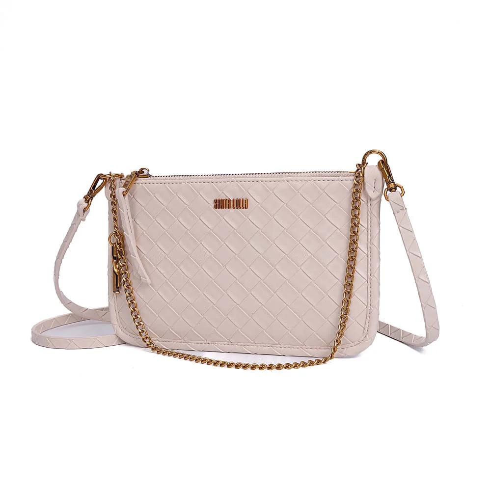 Bolsa Cluth Tressê Transversal Off White Marfim - vista 4 de 9
