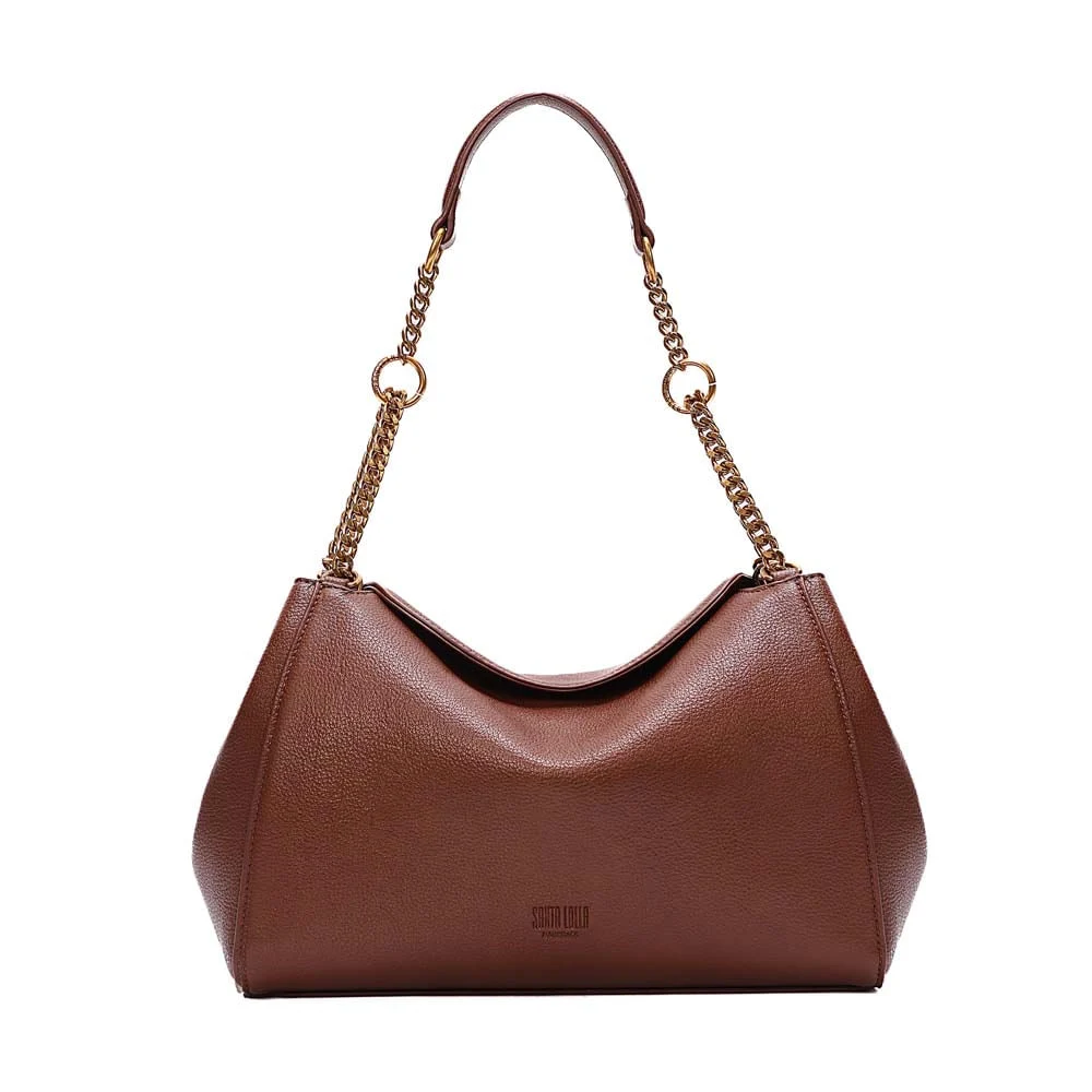 Bolsa Hobo Média Floater Alça De Ombro Corrente Marrom Safari - vista 1 de 7