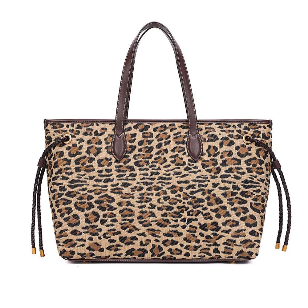 Bolsa Shopper Tramado Alça De Ombro Animal Print Onça - vista 5 de 7