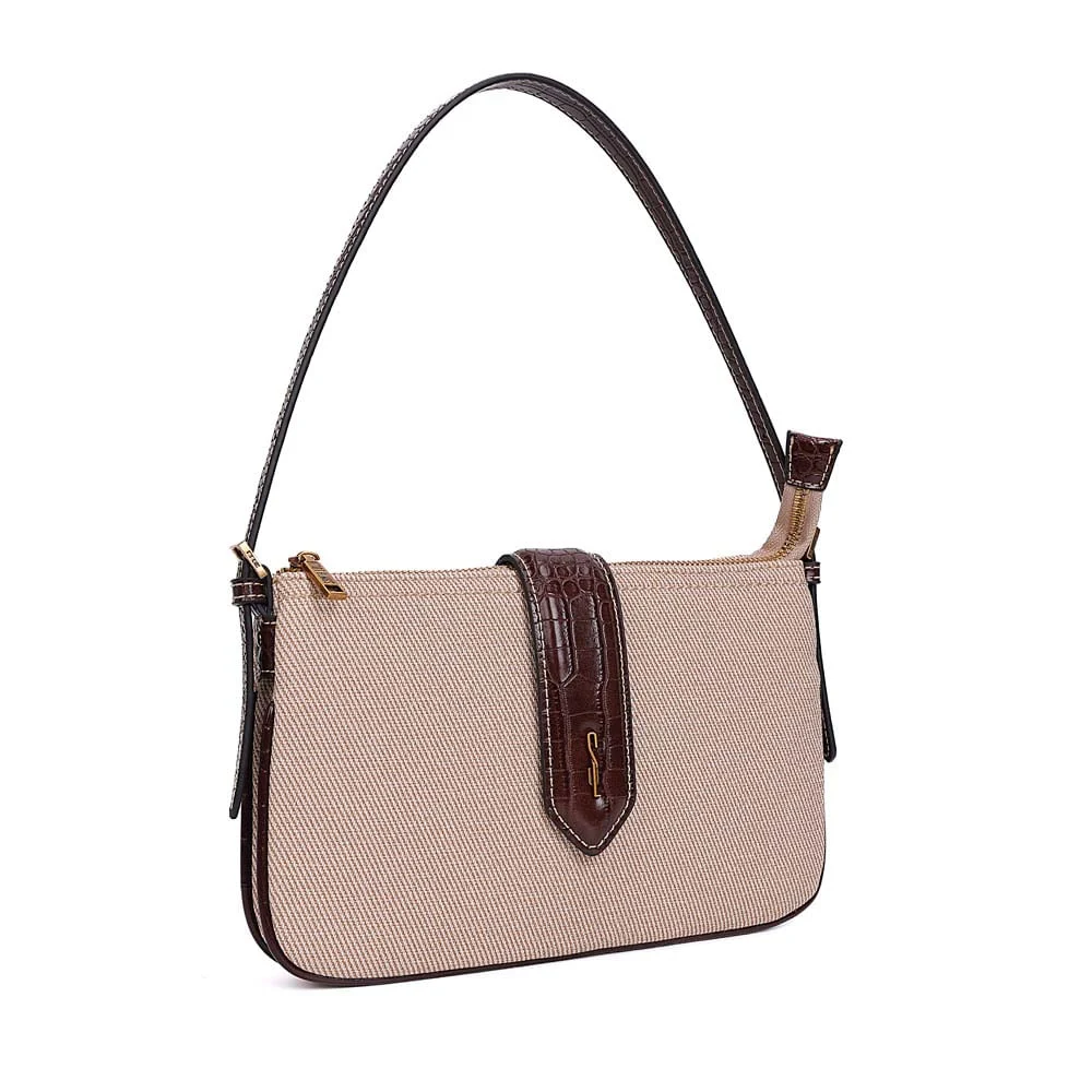 Bolsa Pequena Canvas Alça De Ombro Marrom Terracota - vista 2 de 7