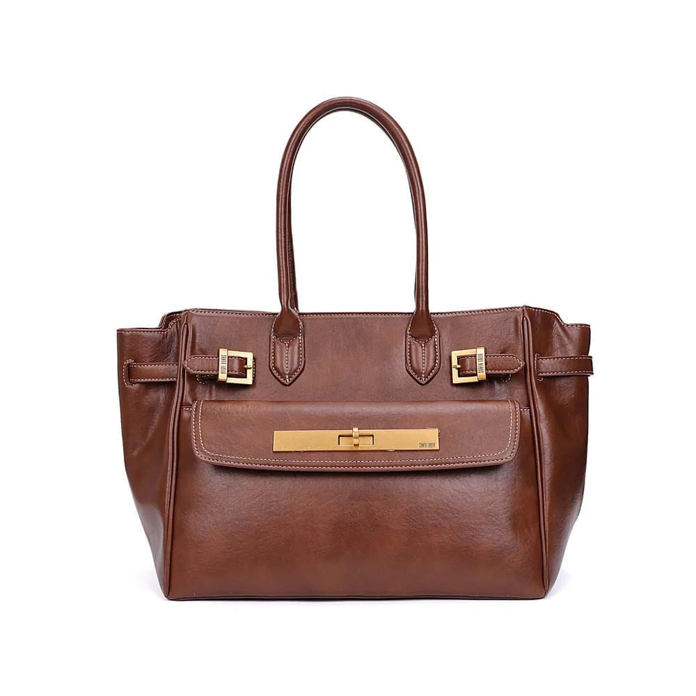 Bolsa Grande Rústica Alça De Ombro Marrom Terracota - vista 3 de 9