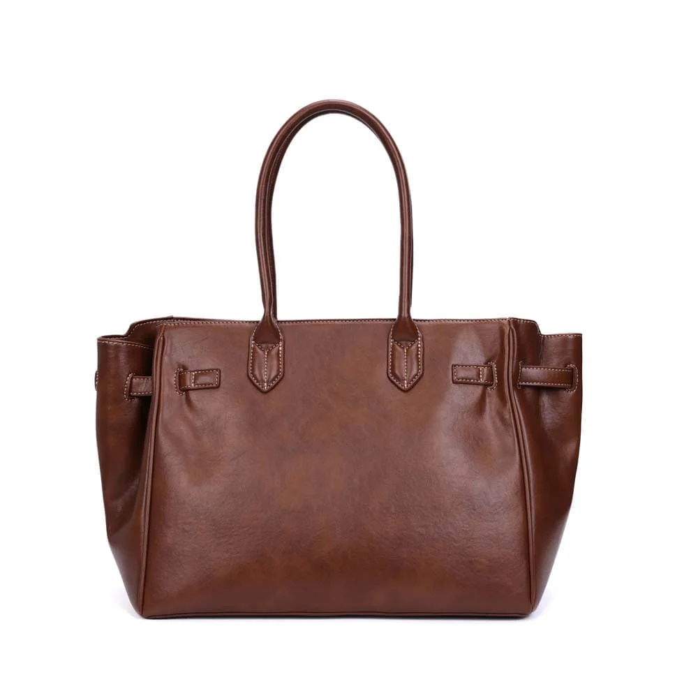 Bolsa Grande Rústica Alça De Ombro Marrom Terracota - vista 7 de 9