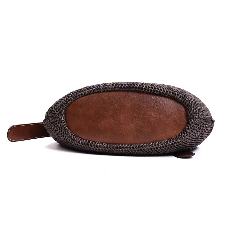 Bolsa Grande Tramado Alça de Ombro Marrom Dark Cocoa - vista 6 de 7