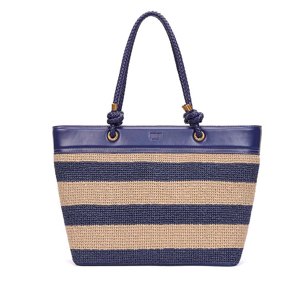 Bolsa Shopper Tramado Alça De Ombro Azul Navy - vista 1 de 8