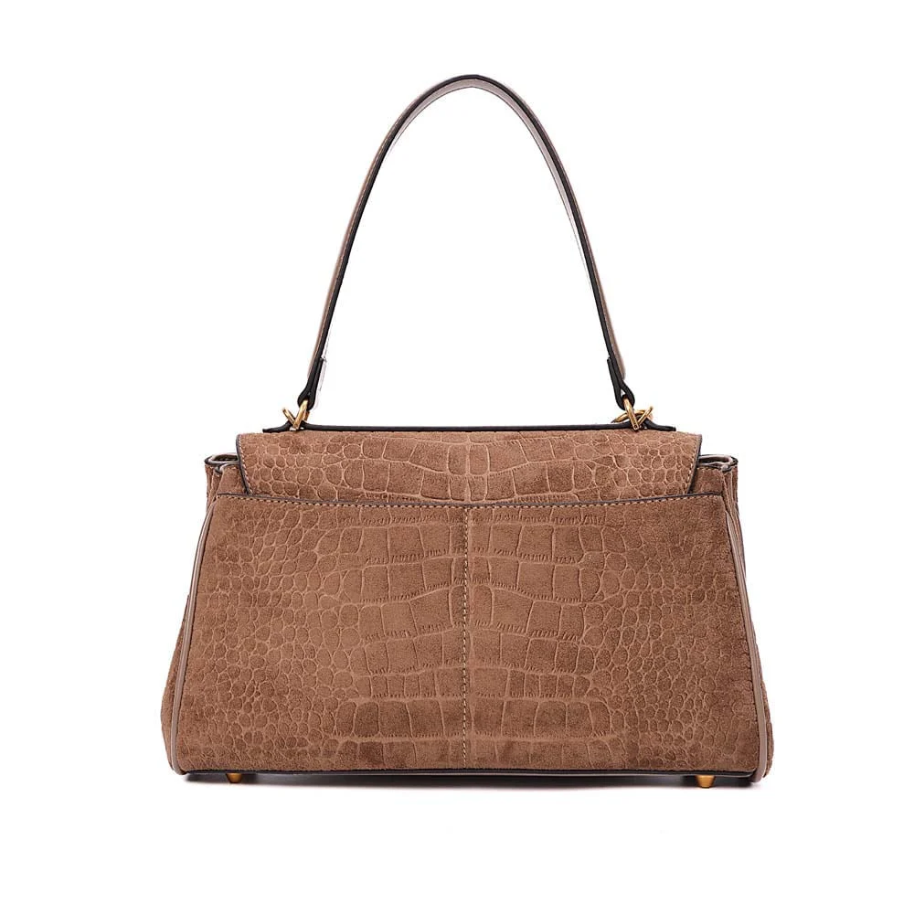 Bolsa Média Croco Nobuck Alça De Ombro Cinza Fog - vista 5 de 10