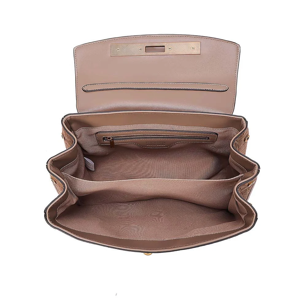 Bolsa Média Croco Nobuck Alça De Ombro Cinza Fog - vista 7 de 10